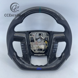 Volant en cuir et fibre de carbone personnalisé pour <span class=keywords><strong>Ford</strong></span> F150 <span class=keywords><strong>F</strong></span>-<span class=keywords><strong>150</strong></span> <span class=keywords><strong>Raptor</strong></span> <span class=keywords><strong>SVT</strong></span> Shelby 2009-2014, en stock - Product Image 1