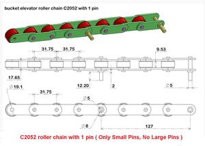 HF C2052 304 Edelstahl Kohlenstoffstahl Rollenkette für 1,8L Becherelevator Bau- & Energie-Bergbauanwendungen - Product Image 4