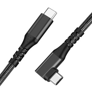 Cable de datos tipo C a tipo C, 1m, conector de ángulo de 90 grados trenzado de nailon, carga y transferencia de datos de alta velocidad - Product Image 2