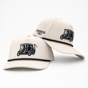 Casquette de golf 5 panneaux en cuir avec logo personnalisé, haute qualité, faible MOQ, fermeture Velcro, séchage rapide, protection solaire, durable - Product Image 1