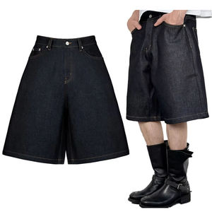 High Quality Custom Jorts Baggy Lndigo Raw Selvedge Denim Shorts Men 100% Cotton Vintage High Waist Super Wide Leg Denim Jorts - Product Image 1