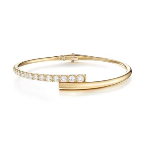 Gemnel new fashion high quality popular 925 Sterling Silver with Gold Plated Cubic Zirconia CZ diamonds bracelet bangle