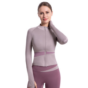 BESTELLA Damen langärmeliger Lauf-Schnelltrocknung Fitnessanzug Oberteil Slim Reißverschluss Herbst/Winter Sportmantel enges Motte solide - Product Image 2