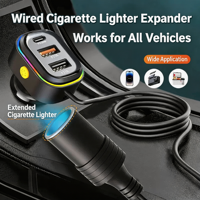 Neues YQ9 mit Zigarettenanzünder Mehrfach-USB + Typ-C Autoladegerät mit Rücksitz-Verlängerungskabel, Unterstützt PD36W Schnellladung
