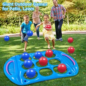 Juego de Piscina Inflable Tic Tac Toe de 9 Hoyos con Enfriador de Bebidas Integrado y Pelotas Rojas/Azules - Product Image 3
