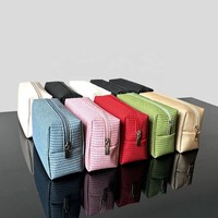 Tas Kosmetik PVC Bubble Fabric Terbaru, Laris Manis, Kapasitas Besar, Bordir Garis-Garis, Tas Perjalanan