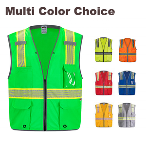 Áo phản quang an toàn Rosun Custom ANSI Class 2 đạt chuẩn EN ISO, có khóa kéo, in logo tùy chỉnh, màu sắc tùy chọn, có túi đựng bút, thiết kế phản quang. - Product Image 3