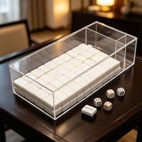 Boîte à Mahjong personnalisée en acrylique transparent, organisateur de tuiles en acrylique, étui de rangement en forme de cube pour la maison, les fêtes, la salle de jeux et l'affichage