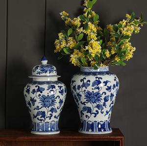 Tapa que incluye <span class=keywords><strong>blanco</strong></span> y azul, jarrón creativo único para sala de estar, mesa, decoración de cerámica - Product Image 3