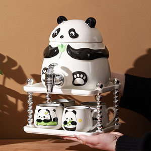 Juego de Tetera de Cerámica Kawaii Panda, Juego de Taza y Jarra para Agua Fría con Grifo - Product Image 2