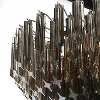 Lustre moderne en verre coupé Murano gris fumé à six niveaux pour salon chambre à coucher