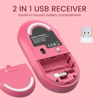 Keyboard dan Mouse Nirkabel 2.4G Ukuran Penuh Slim untuk Kantor dengan Keyboard 104 Tombol dan Mouse Optik 1600 DPI Warna Ungu