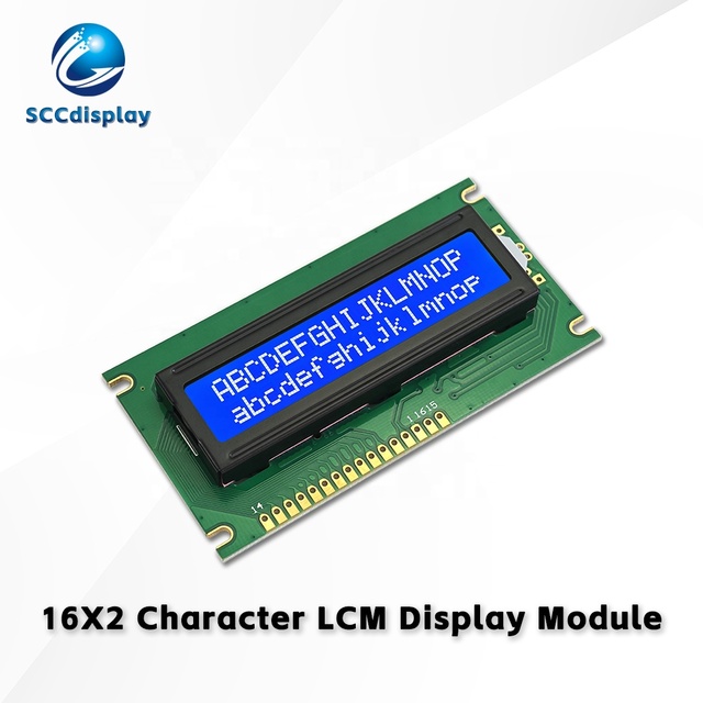 SCCdisplay Double Line Character COB LCD Screen JXD1602C STN Blue Negative 16x2 Dot Matrix Module High Brightness LED 16PIN
