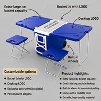Glacière pliante portable d'extérieur 28L multifonctionnelle avec table et chaise intégrées pour la pêche, le camping et le transport de nourriture – Style moderne