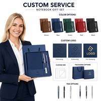 Ensemble cadeau de carnet en cuir PU A5 avec logo personnalisé, stylo, clé USB, agenda professionnel en PU thermosoudé, kit de papeterie, vente en gros OEM