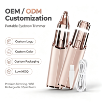 Épilateur portable 2-en-1 USB pour femme, tondeuse à sourcils et rasoir pour zones intimes, style rouge à lèvres, pour tout le corps, OEM/ODM