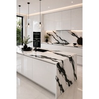 Cuisine sur mesure Distinguished Marble Island Extra Modern avec finition laquée en contreplaqué créatif pour les maisons