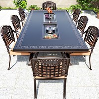 Ensemble de table et de chaises de jardin en aluminium moderne et simple pour 8 personnes, imperméable, durable et confortable pour la terrasse, le jardin, le balcon