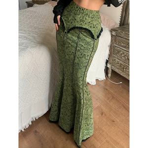 Nouvelle jupe queue de poisson taille haute en dentelle style vacances, coupe ajustée sexy pour femme, jupe cargo trapèze verte - Product Image 6
