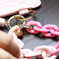 Gelang Rantai Akrilik Fashionable dengan Gantungan Kunci dan Rumbai, Dompet Kartu, Gantungan Kunci, Dompet Koin, Tempat Kartu Identitas