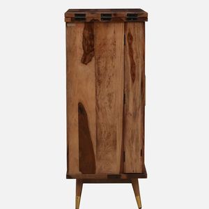 Contemporary Sheesham Wood Bar <b>Cabinet</b> <b>Rustic</b> Teak Finish Solid Hardwood Multi Storage Bar Furniture for Home Living Room - Product Image 5