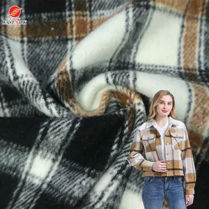 Shaoxing Textile Supplier colorful check design 100 polyester flannel tweed woven fabrics for clothing