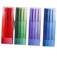 Ensemble de stylos à encre gel transparents en plastique pour cadeaux de papeterie, encre noire, pointe de 0,5 mm, stylo à clic rétractable avec revêtement en caoutchouc souple