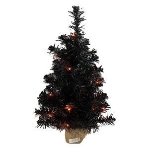 Albero Decorativo di Halloween Trendy Tree, 23 Pollici, in PVC, Pre-illuminato con Luci Arancioni, Miniatura Nera da Tavolo, Stile Popolare per Casa e Scrivania - Product Image 1