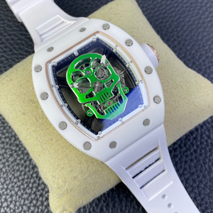 Montre mécanique automatique pour homme en céramique avec cadran vert et bracelet en caoutchouc blanc - Product Image 2