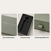 Boîte cadeau coulissante rigide vert sauge avec feuille d'argent pour huile capillaire, impression personnalisée, robuste, recyclable, qualité supérieure, vente en gros, directement de l'usine
