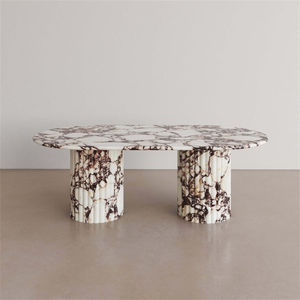 Tables basses de salon Newstar, base en <span class=keywords><strong>colonne</strong></span> cannelée, piliers, pieds de table en pierre, table basse ovale en marbre travertin - Product Image 3