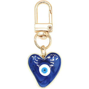 Porte-clés en métal tendance avec breloque cœur émaillée et œil porte-bonheur, finition émail goutte d'huile, pour sac à main, pour femme - Product Image 6