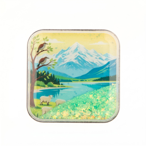 Aimant de réfrigérateur personnalisé avec logo, peinture à l'huile ciel océan, sable mouvant, aimant transparent en acrylique anti-fuite, aimant scintillant pour casier, cadeau - Product Image 4