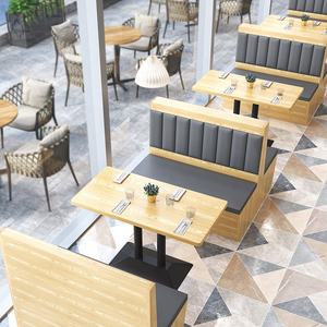 आधुनिक लकड़ी फास्ट फूड रेस्तरां बूथ बैठने कॉफी की दुकान फर्नीचर सोफा सेट - Product Image 3