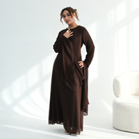Robe Abaya en Polyester pour Femme Musulmane, Coupe Droite, Manches Longues, Respirante, en Mousseline, pour Soirée, Mariage, Bal, Mode Dubaï 2026, Vente en Gros