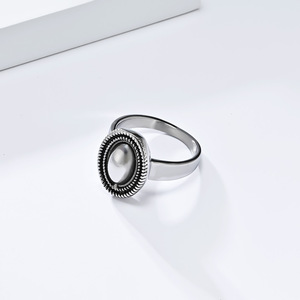 yunnique Retro Geometric <b>Titanium</b> Steel <b>Ring</b> For Women Mirror Oval Index Finger Party Jewelry Gold <b>Black</b> Steel - Product Image 3