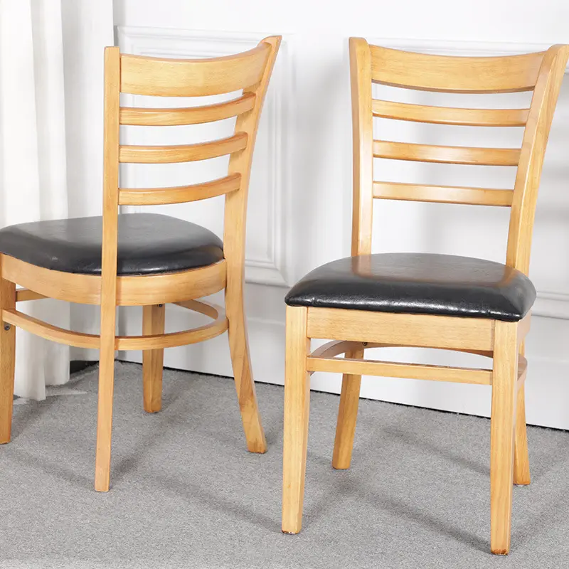 Çerçeve sandalye minderi yemek sandalyesi ticari mobilya ahşap sentetik deri yeni varış Retro restoran Sillas için Modern