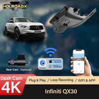 Holroadx Black 4K Video Recorder Dash Cam-Custom Fit untuk Infiniti QX30 170 Sudut Lebar Lensa Ganda Perekaman Visi Malam