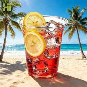 Gobelets jetables en PET de 98 mm avec couvercles, impression de logo personnalisé, pour boissons froides, thé à bulles et café, 16 oz, transparents, vente en gros - Product Image 5