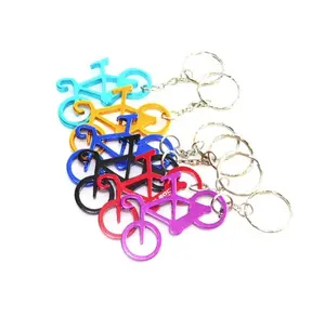 金属自行车钥匙扣开瓶器促销金属彩色自行车造型开瓶器带标志钥匙圈