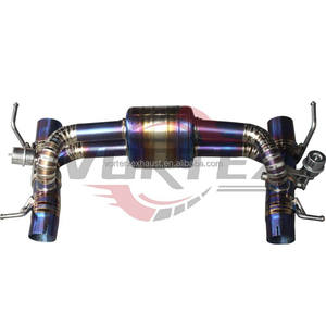 Système d'échappement Catback avec soupape en alliage de titane Vortex Grade 5 pour Ferrari 488, bande de tambour bleue - Product Image 2