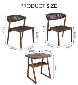 Bộ bàn ghế ngoài trời hiện đại chống thấm nước, dành cho quán cà phê, sân vườn, gồm 2 ghế và 1 bàn. - Product Image 4