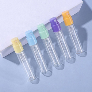 Portable Mini Clear Cylinder Spray Bottles 2ml Empty Vials with Pink Green Blue Caps for Personal Care - Product Image 6