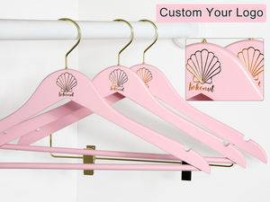 Cintres en bois rose élégants avec pinces dorées, antidérapants, <span class=keywords><strong>de</strong></span> luxe, pour robes, jupes et pantalons - Product Image 5