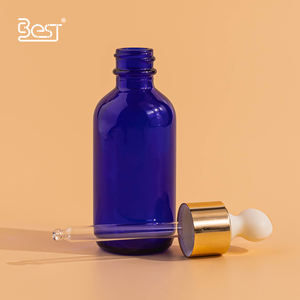 Venta al por mayor azul cobalto 15ml 30ml 60ml 120ml botella de aceite esencial de vidrio Boston con cuentagotas de plástico/aluminio - Product Image 3