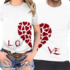 Romantico Cuore di Amore di Stampa Paio di Vestiti per il Giorno di San Valentino Casual di Alta Qualità Super Soft T-Shirt In Cotone per L'amante - Product Image 3