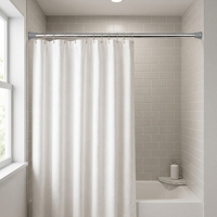 Tringle de Douche Réglable Sans Perçage en Métal Chromé pour Salle de Bain