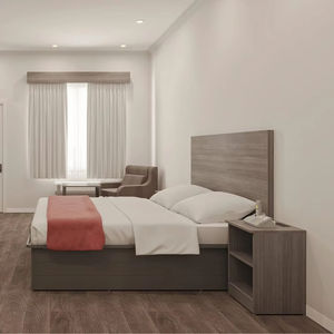 Yeni tasarım kırmızı çatı Inn otel mobilya üreticisi ucuz Guangzhou otel mobilya Metal karyola iskeleti Modern otel mobilyaları - Product Image 1