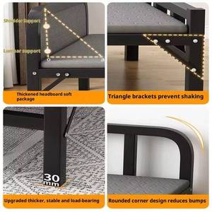 Modern Full Size Foldable Metal Frame Fabric Upholstered Bed, Suitable for Apartment Dormitory Use - Product Image 4