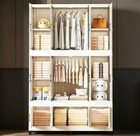 Armoire de rangement pliable et portable tendance avec porte transparente anti-poussière pour chambre à coucher et organisation des vêtements à domicile